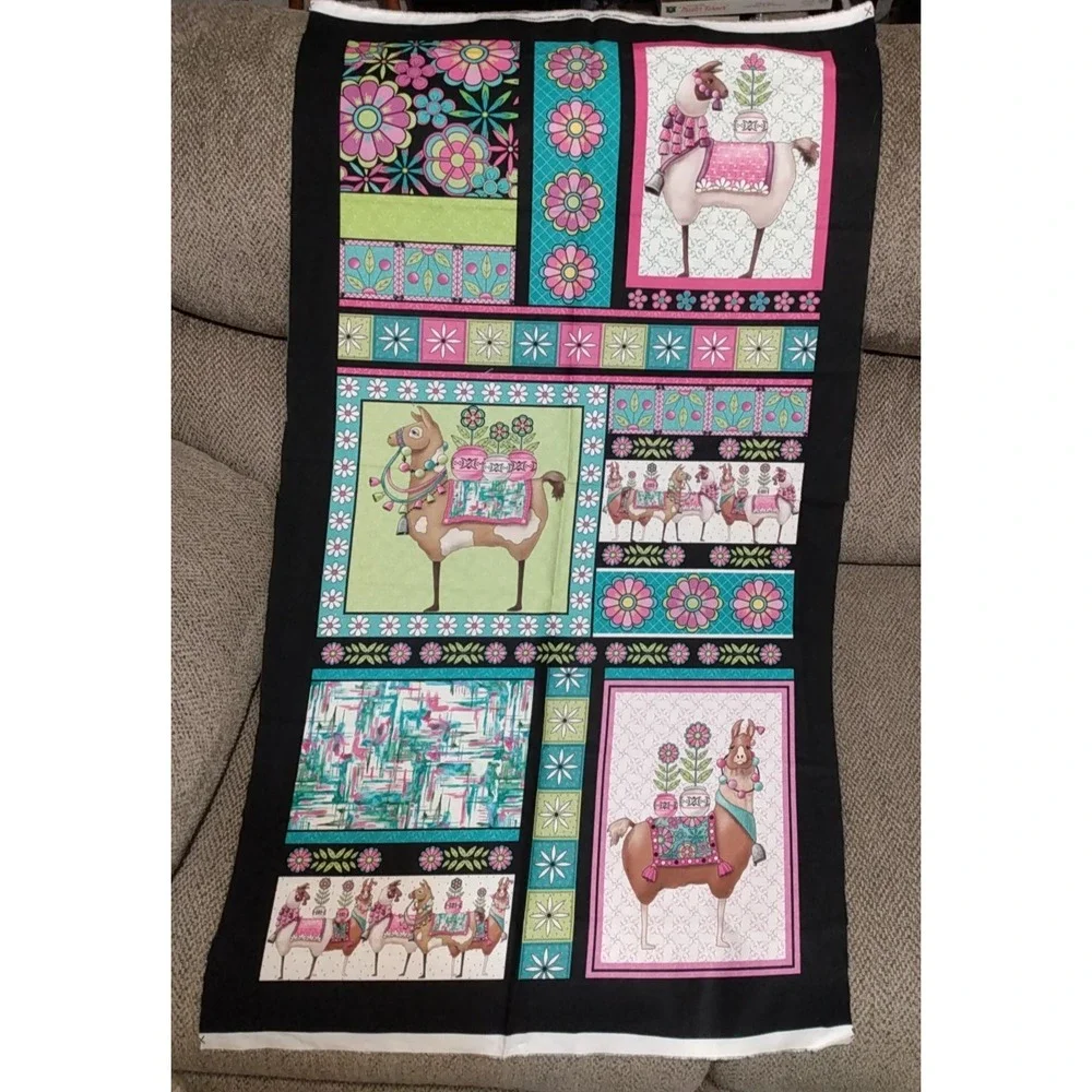 Fiesta Boho - Llama Fabric Panel Bright colors Cut n' sew Desiree's Designs